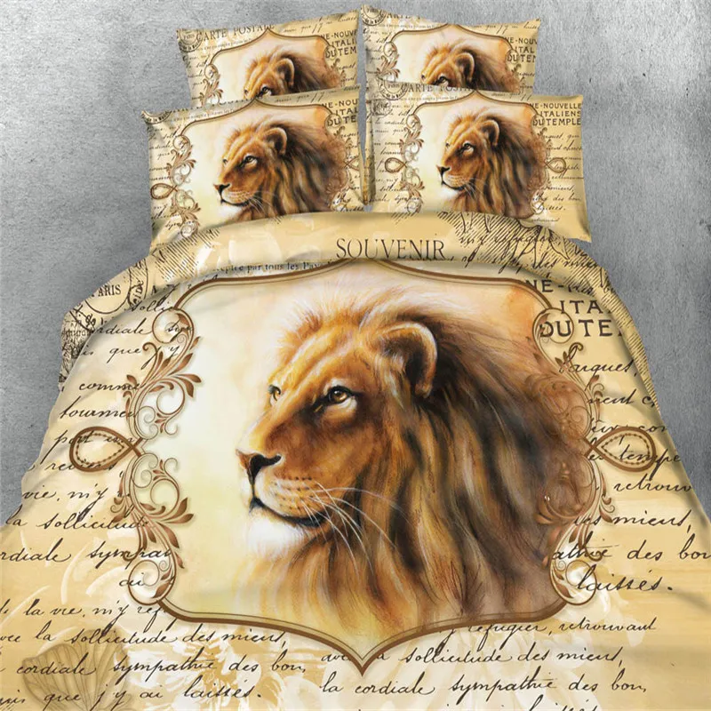 Free shipping 3d leopard wolf elephant dog lion bedding set 1 duvet cover&2 pillow cases twin/full/queen/king/super king size | Дом и сад