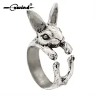 Регулируемые кольца Cxwind с милым Кроликом, античные, бронзовые, черные кольца с кроликом для животных, украшения для любителей домашних животных, лучший подарок
