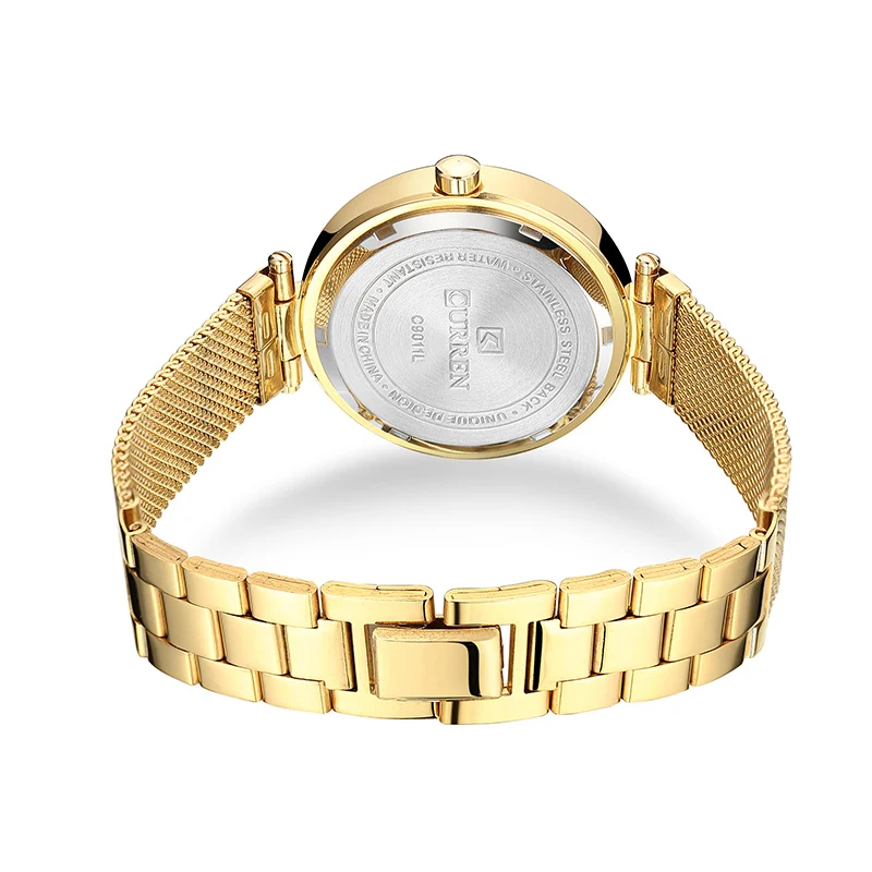 

CURREN Fashion Women's Bracelet Watches Rhinestones Case Shell Surface Ladies Clock black Stainless Steel Watchband Girl Gift