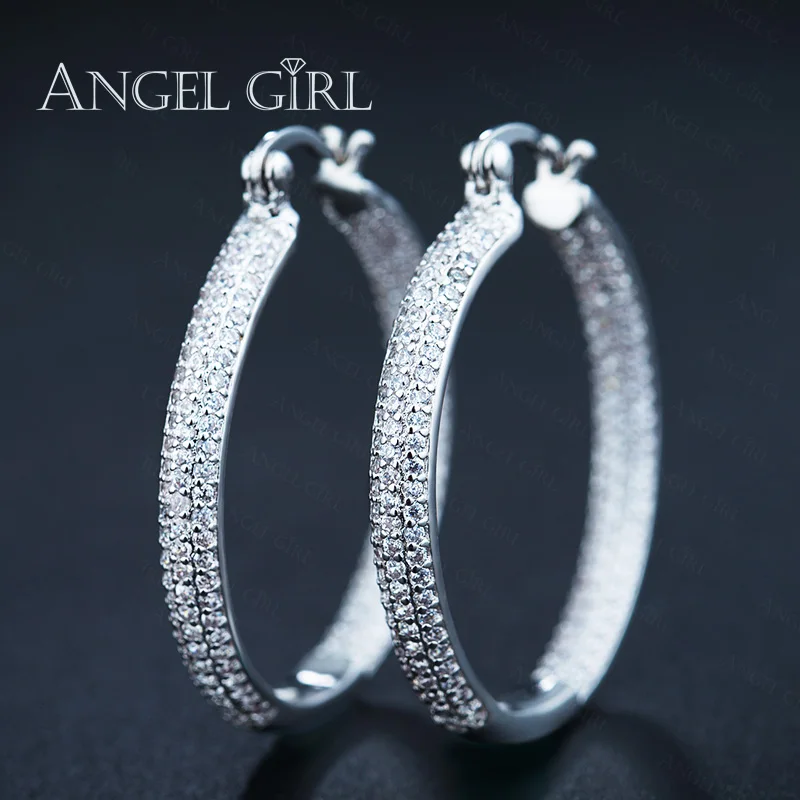 AngelGirl круглая петля Высокое качество Крошечные CZ серьги-кольца ювелирные изделия Brincos роскошный серебряный цвет серьги модные свадебные аксессуары