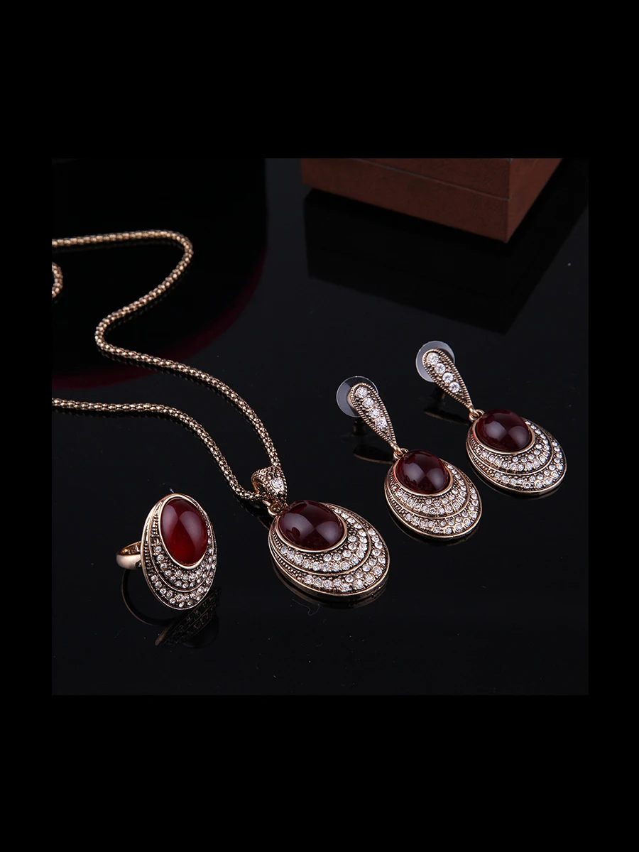 Женский комплект из колье серёг и кольца с подвеской|vintage turkish|necklace earringjewelry sets vintage