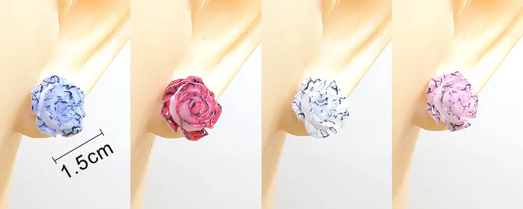 Набор 6 пар модные полимерные цветные большие серьги гвоздики с ромашками и