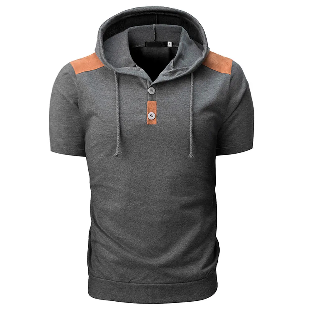 Мужская Весенняя мягкая и удобная толстовка с капюшоном короткими рукавами на