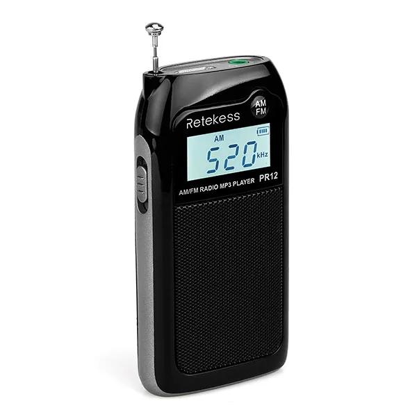 2 шт. RETEKESS PR12 AM FM мини портативное радио портативное карманное радио приемник с MP3-плеером Поддержка Micro USB карты для прогулок