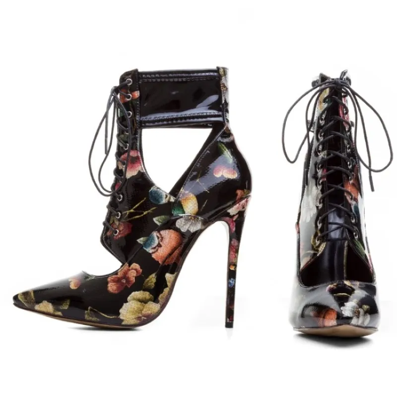 Женская обувь для вечеринок кожаные туфли с цветком на высоком каблуке 12 см