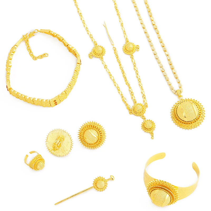 Женский комплект ювелирных украшений Ethlyn из колье и серёг золотого цвета с