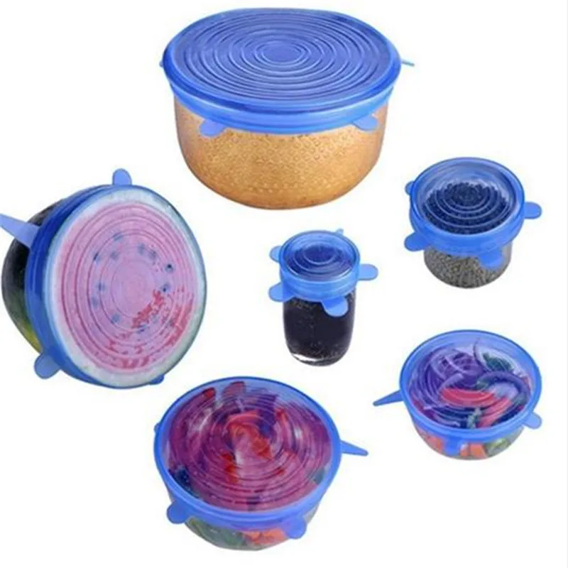 Силиконовые растягивающиеся крышки 6 упаковок разные размеры гибкие