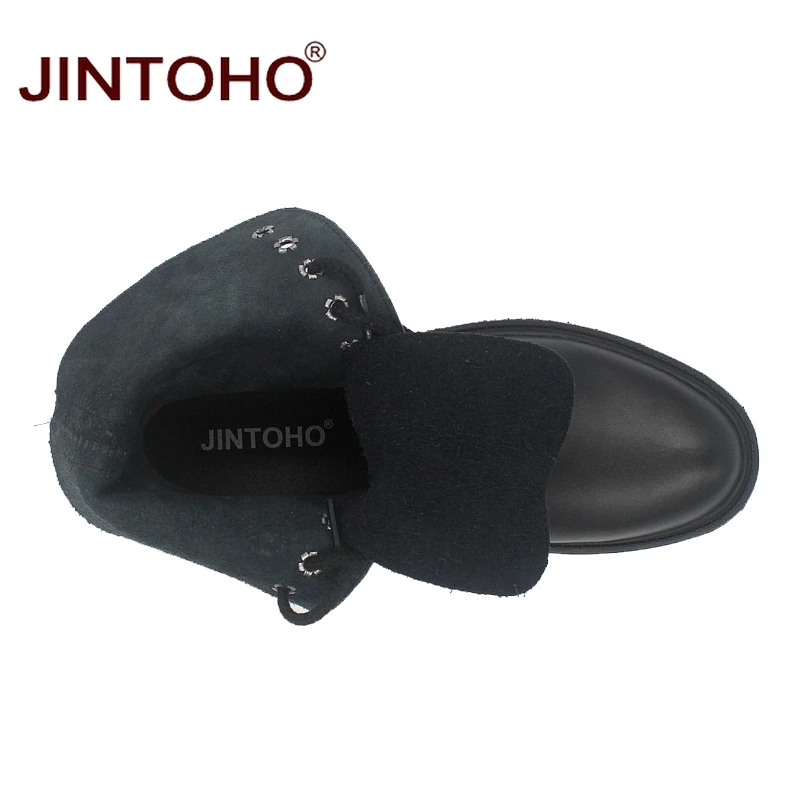 Мужские зимние ботинки JINTOHO из 2017 натуральной кожи мужские кожаные до середины