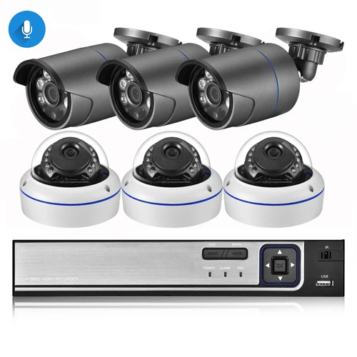 AZISHN H.265 8CH 4MP POE NVR комплект аудио звук система видеонаблюдения 4.0MP купольная ip-камера безопасности P2P Крытый Открытый комплект видеонаблюдения - Цвет: 8CH NVR and 6 Camera