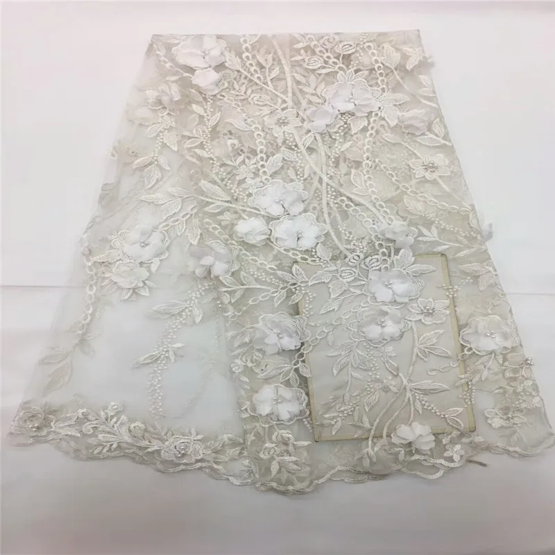 New arrival lovely with beads french tulle lace fabric 3d flower embroidery Soft African pretty applique rof-1147 | Дом и сад