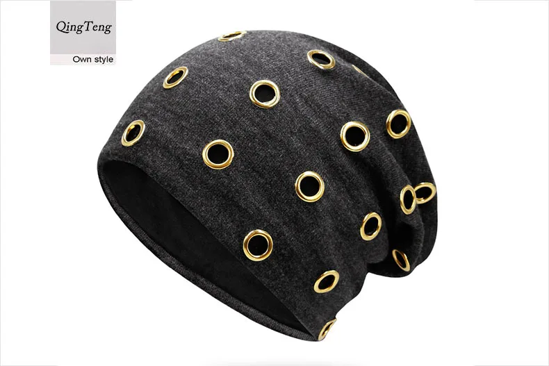 Унисекс новая шапка с кольцами теплая шапочка шляпа панка Gorras зимняя вязаная хип-хоп шапка s шапка вязаная шапка головные уборы для мужчин и женщин