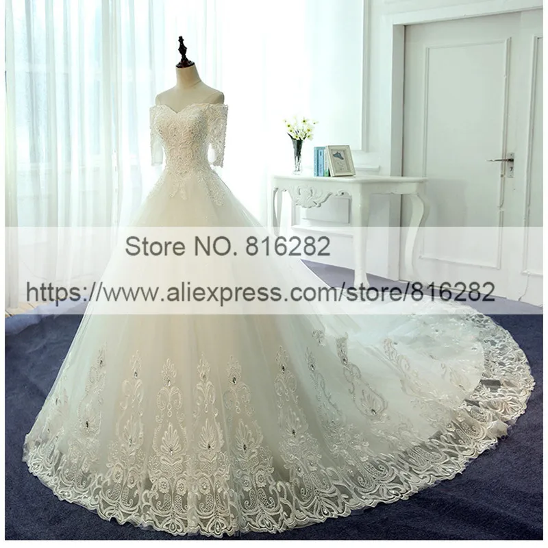 Vestido Де Noiva Реальные Фото Половина Рукава Свадебное Платье Старинные Кружева