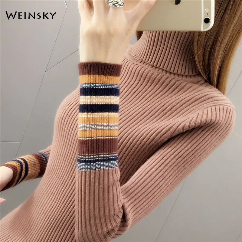 Women Knitted Jumper Sweater And Pullovers Korean Fashionl Style Turtleneck Sweaters Winter Autumn 2019 New Tops | Женская одежда