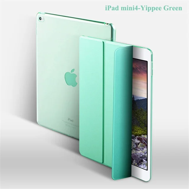 Зеленый Для ipad Mini 4 Чехол прозрачная задняя крышка флип из искусственной кожи чехол для Apple ipad Mini 4 Coque чехол смарт-Стенд АВТО спящий Пробуждение - Цвет: Зеленый