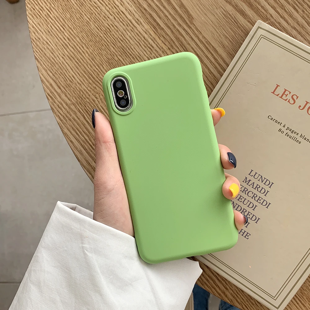 Матовый Силиконовый мягкий чехол для iPhone X XR XS Max оригинальный эко зеленый