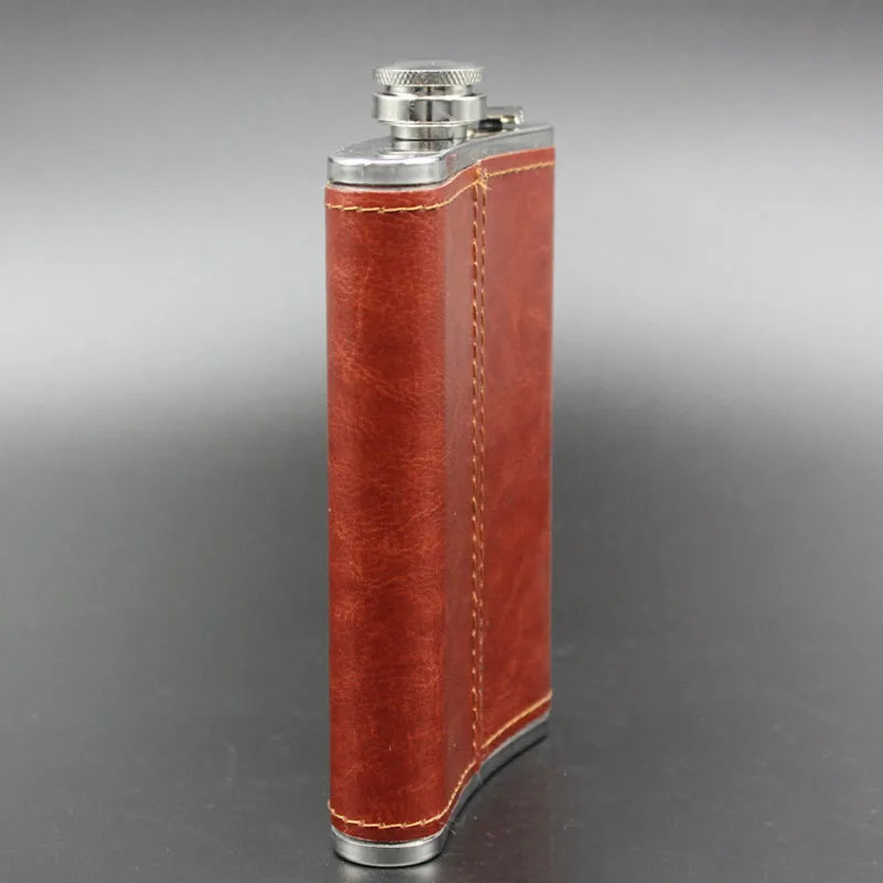 

9 OZ Hip Flask Leather Covered New Portable Stainless Steel Mini Flask for Whisky Alcohol Outdoor Travel Essential Gifts for Men