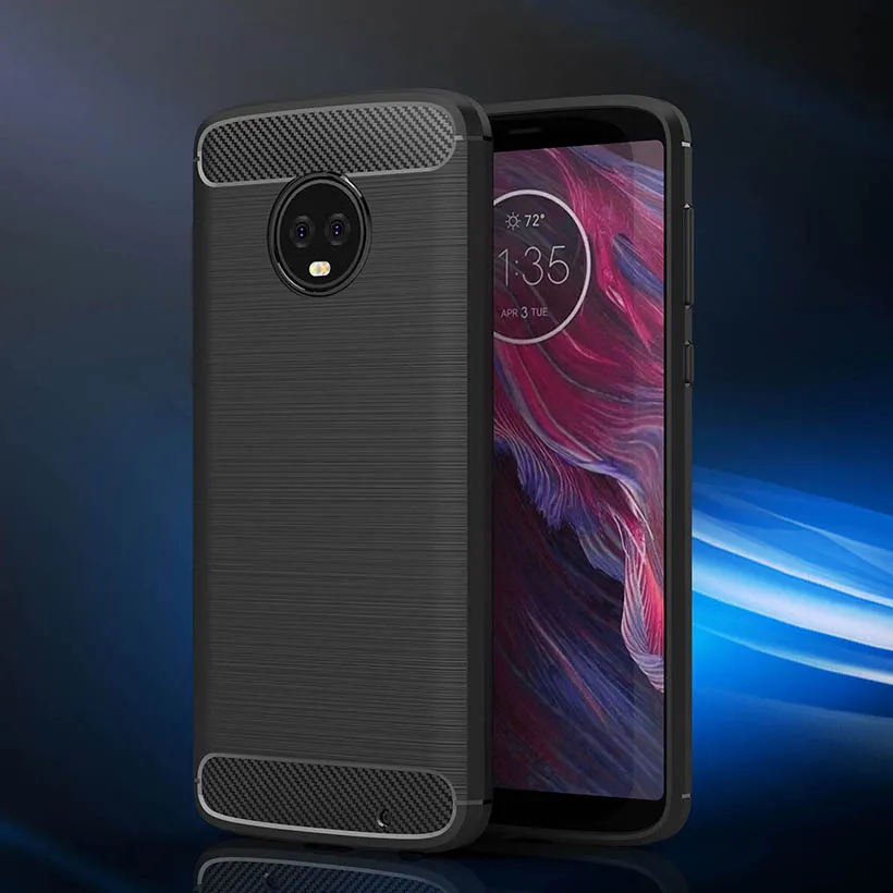 Силиконовые чехлы из углеродного волокна для Moto E4 E5 G5 G5S G6 G7 Play power Plus защитный