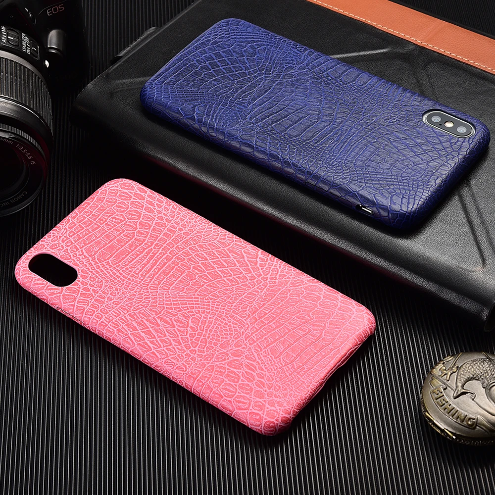 

Ultra Thin Crocodile Skin PU Leather Back Cover for iPhone X XS Max XR Soft Phone Case 6 S 7 8 Plus 11 Pro