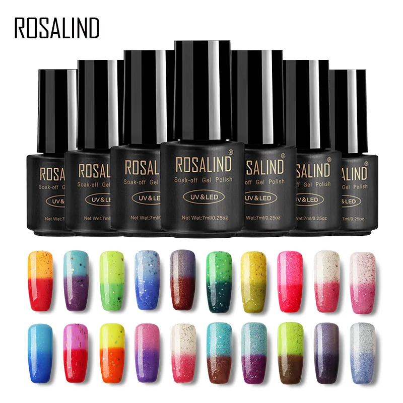 Черная бутылка для ногтей ROSALIND Gel 1 S 7 мл хамелеон изменяющийся от температуры