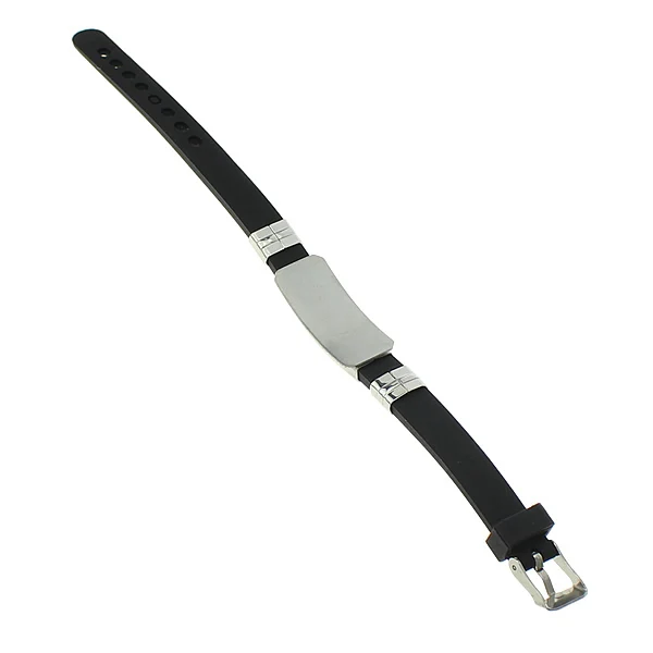 

YYW Men Black Silicone Cuff Bangle Cool Punk Friendship Bracelet Stainless Steel Adjustable Wristband for Womens Man