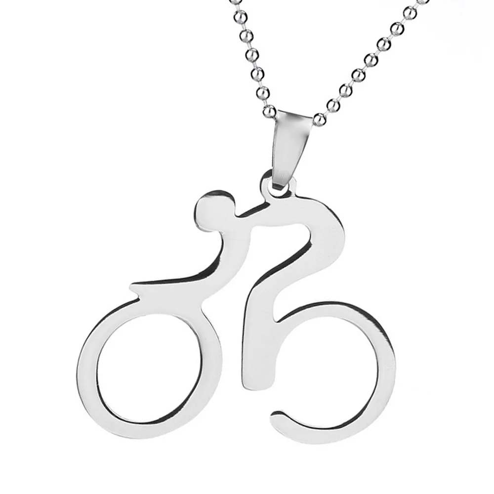 Fashion Trendy Jewelry Bike Pendant Stainless Steel Necklaces Cycling Necklace Simple and exquisite summer accessories | Украшения и