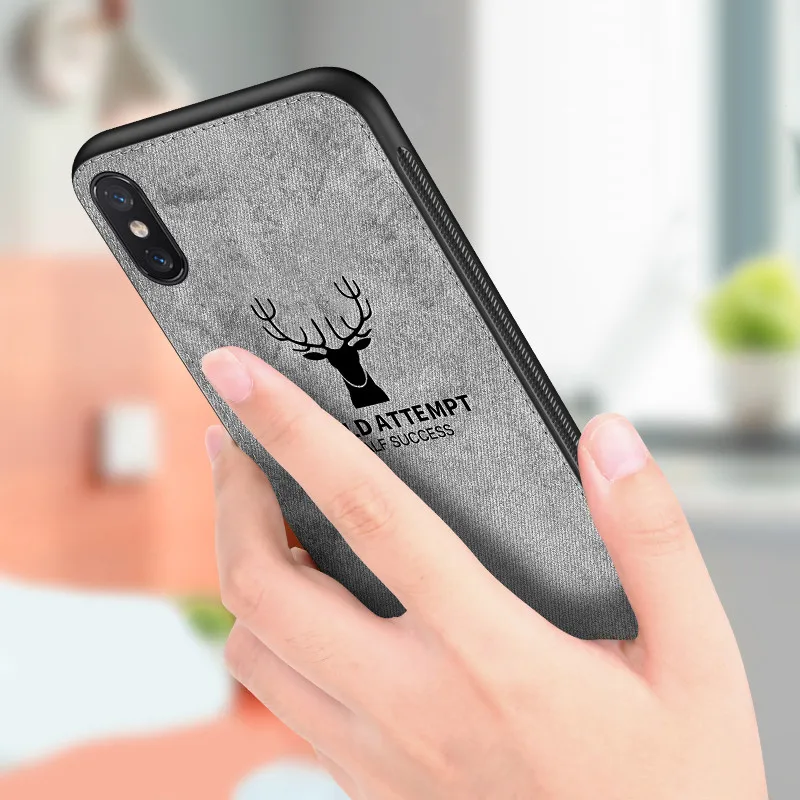 PDGB Прочный ТПУ чехол для iPhone X XS чехол для MAX XR 6 6s Plus 7 Plus 8 Plus модный тканевый узор задняя крышка чехол с оленем
