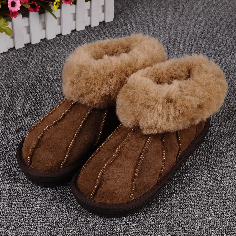 

Millffy Wool slippers home package with comfortable men and women couple fur large size shoes mother pregnant women shoes