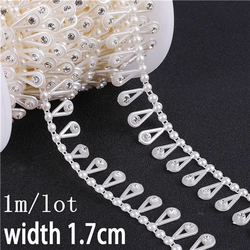 1.7cm 1m 1/1. 5/2 м/лот; многоразмерные х из пластика ABS, имитация жемчужные бусы отделкой цепочкой для DIY Свадебная вечеринка украшения ювелирных изделий ремесла аксессуары - Цвет: 1.7cm 1m