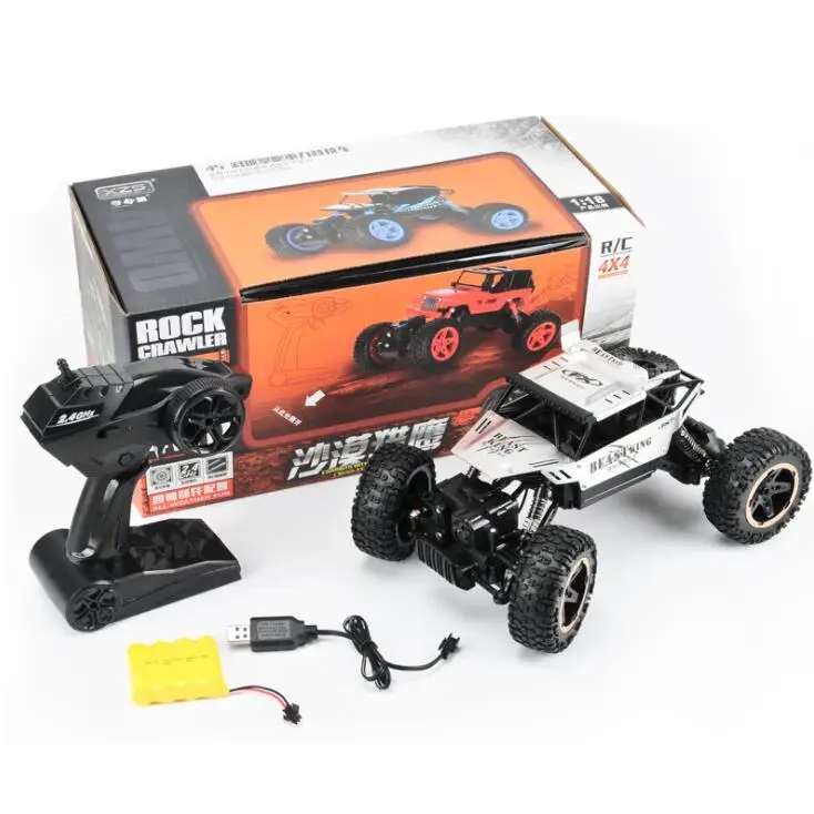 Серебристый RC автомобиль 1/18 4WD 4x4 вождение автомобиля двойной привод двигателей Bigfoot автомобиль сплав дистанционного управления модель автомобиля внедорожный автомобиль игрушка - Цвет: Серебристый