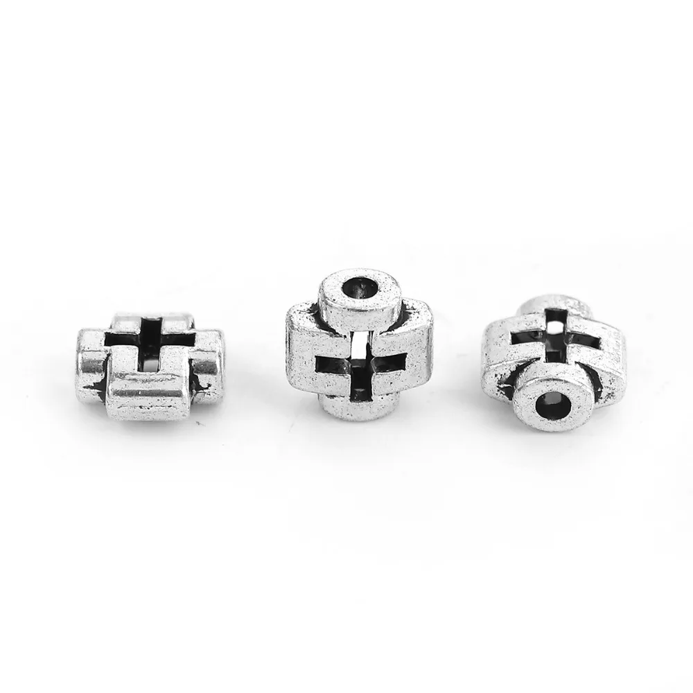 DoreenBeads Zinc Based Alloy silver color Spacer Beads Cross DIY Components 8mm x 8mm( 3/8&quot) Hole: Approx 1.6mm 100 PCs | Украшения и