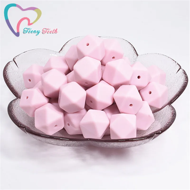 Pastel Pink 10 шт Силиконовые бусы для прорезывания зубов шестигранник 14 мм/17 мм силиконовые жевательные бусины ожерелье зубы DIY Ювелирные изделия запчасти пищевой силиконовый бисер - Цвет: Pastel Pink