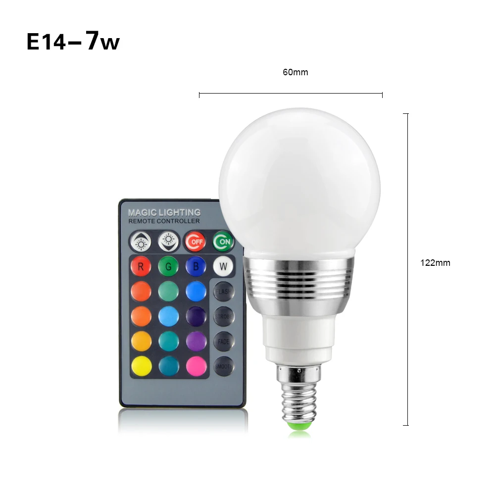 E14 7W E27 E14 Светодиодный светильник 5 Вт 7 Вт RGB 16 цветов сменный светодиодный светильник 110 В 220 В RGB светодиодный светильник Точечный светильник с ИК-пультом дистанционного управления домашний декор - Испускаемый цвет: E14 7W