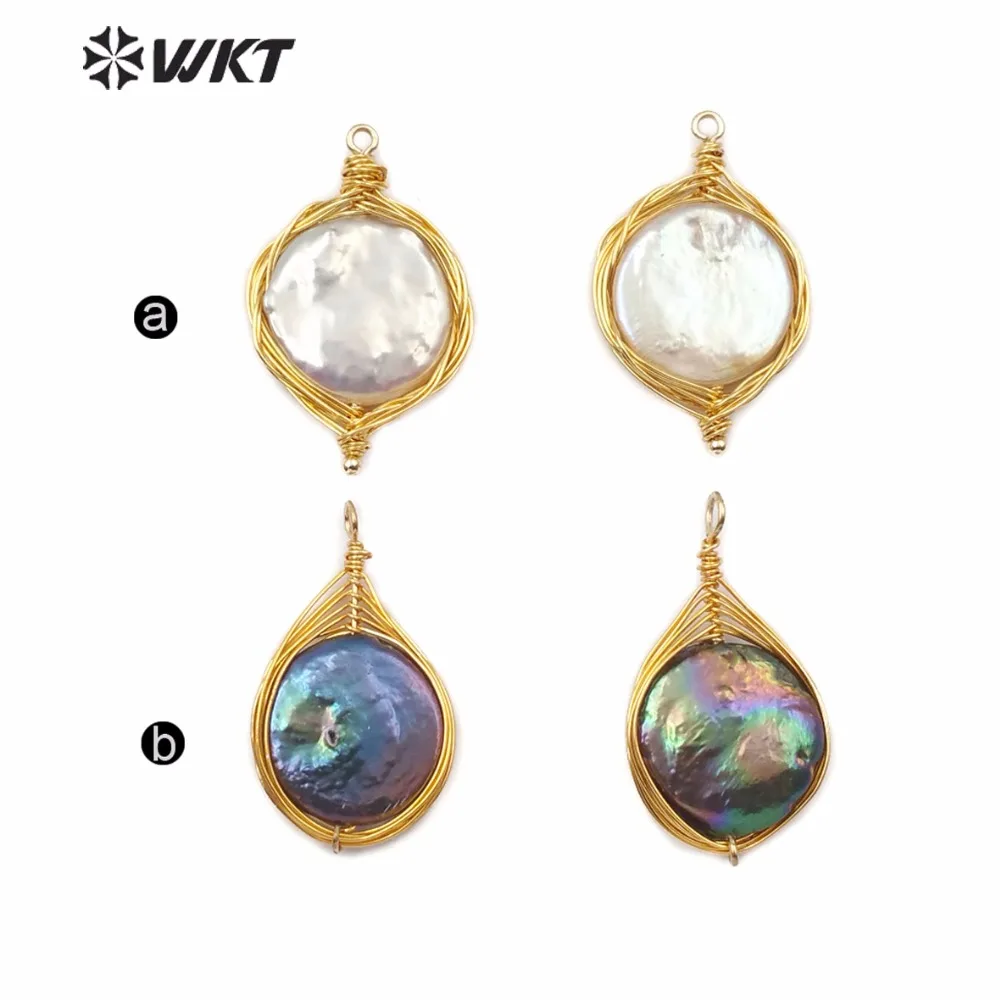 _ WKT оптовая продажа натуральный пресноводный жемчуг с медной проволокой