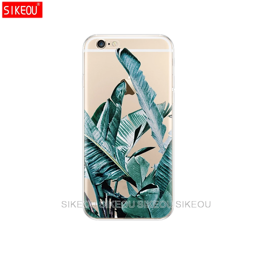 Силиконовый чехол для Iphone 6X8 7 6s 5 5S SE Plus 10 XR XS Max мягкий прозрачный из ТПУ с зелеными
