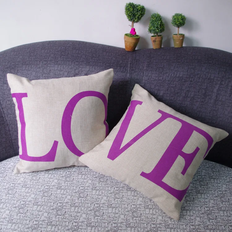 SMM0007 Purple LOVE Pillow Case Synthesis of COTTON&ampLINEN Decor Cover For Sofa Cushions Car/Office/Coffee House Valentines Gift | Дом и сад