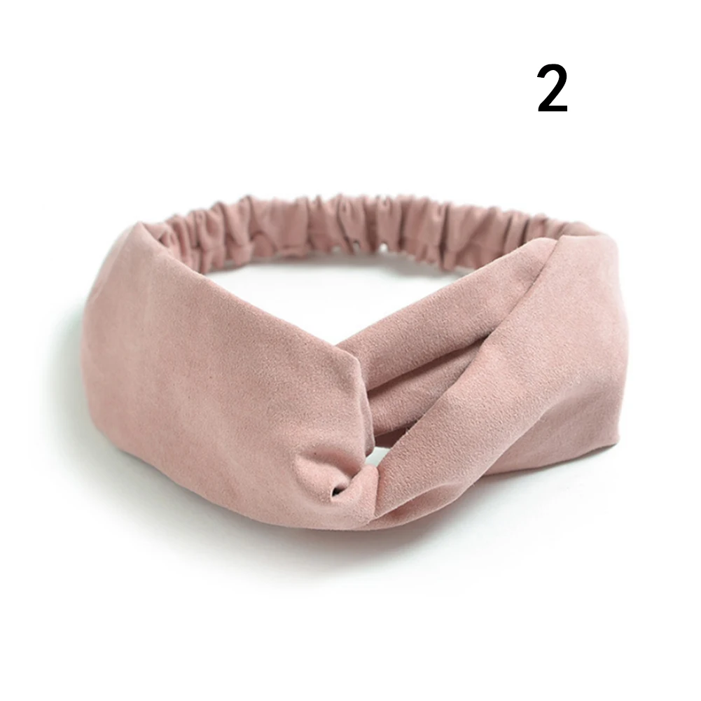 

Hairband 2018 New Chic Sweet Women Suede Headband Bohemian Vintage Cross Knot Elastic Hairband Girl Yellow Solid Color Headwear