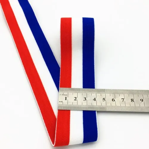 4cm red white blue 40 мм золотые серебряные полосы Эластичные ленты 4 см эластичные ленты сумки для одежды брюки эластичная резиновая тесьма DIY Швейные аксессуары 1 м - Цвет: 4cm red white blue