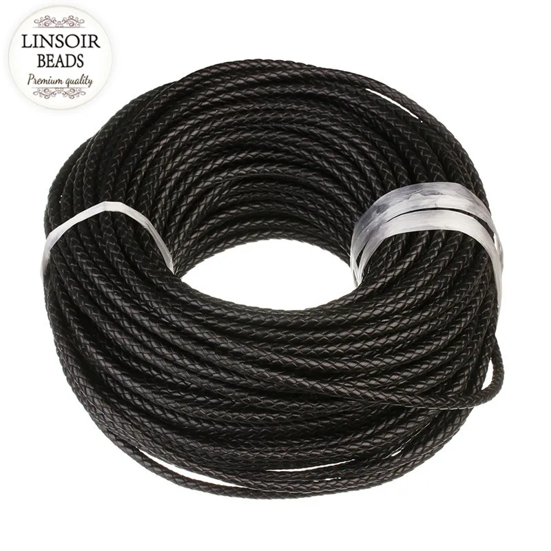 LINSOIR, 1 м/лот, 6 мм, натуральная плетеная кожаная веревка, подходит для ожерелья, фурнитура для браслетов, кожаная нить, сделай сам, изготовление ювелирных изделий F5509