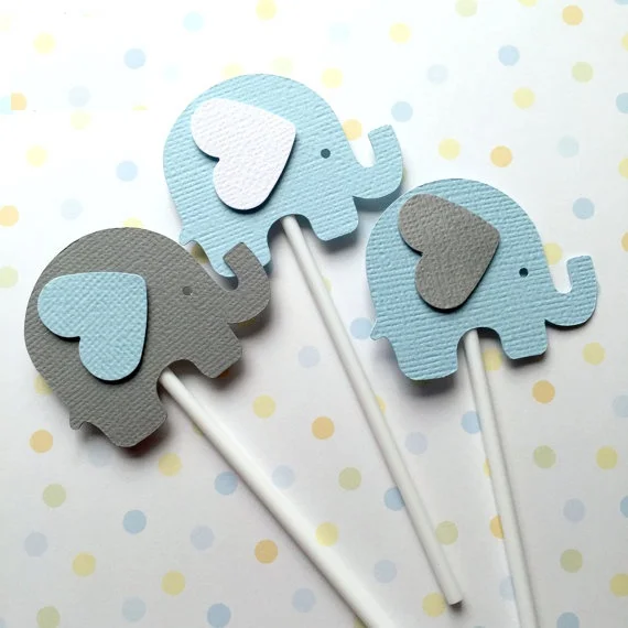 Custom cute милый слон ребенок душ кекс Toppers День рождения Свадьба вечеринка украшение пончик еды выбирает
