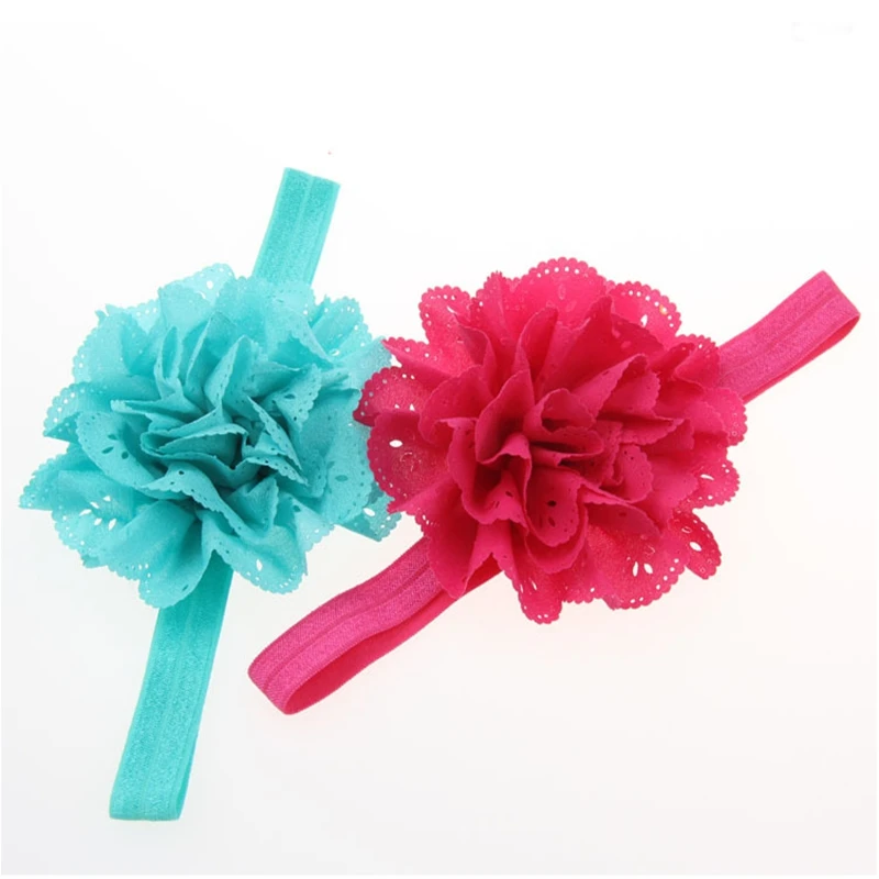 Детские вечерние повязки на голову разноцветные Сетчатые эластичные с цветком