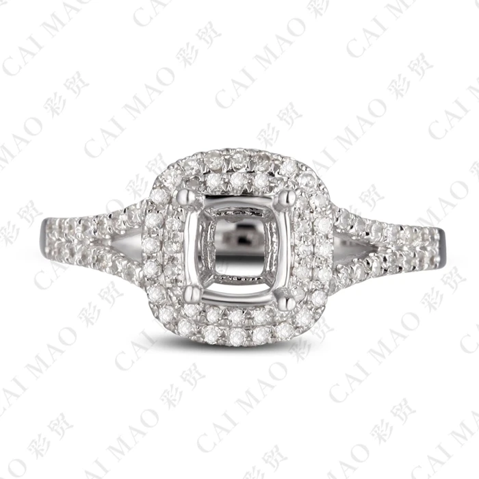 CaiMao 5 мм Подушка Semi Mount кольцо настройки и 0.34ct АЛМАЗ 14 к белое золото обручальное кольцо с драгоценными камнями ювелирные изделия