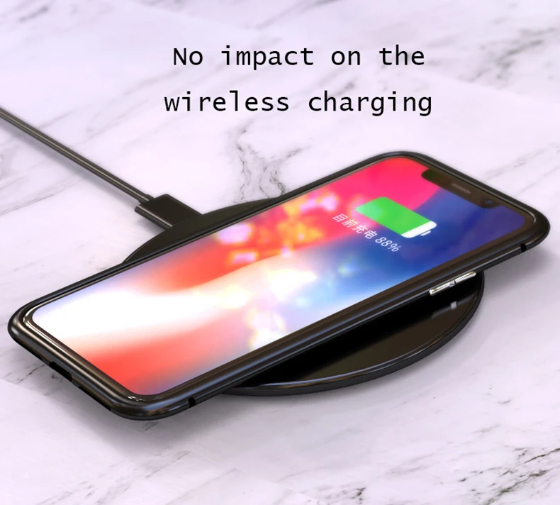Magnetic Adsorption Case for IPhone X 8 7 Plus Clear Tempered Glass + Built-in Magnet plus Metal Ultra Cover |