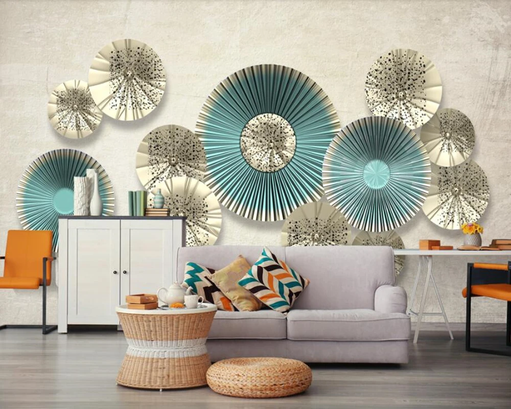 3D Nordic minimalistic round art 3d wallpaper papel de parede living room sofa TV wall bedroom papers home decor murals | Обустройство