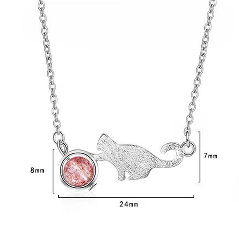 

Trendy 925 sterling silver Moonstone Cat Necklaces & Pendants For Women Creative Clavicle Chain Choker Necklace Jewelry