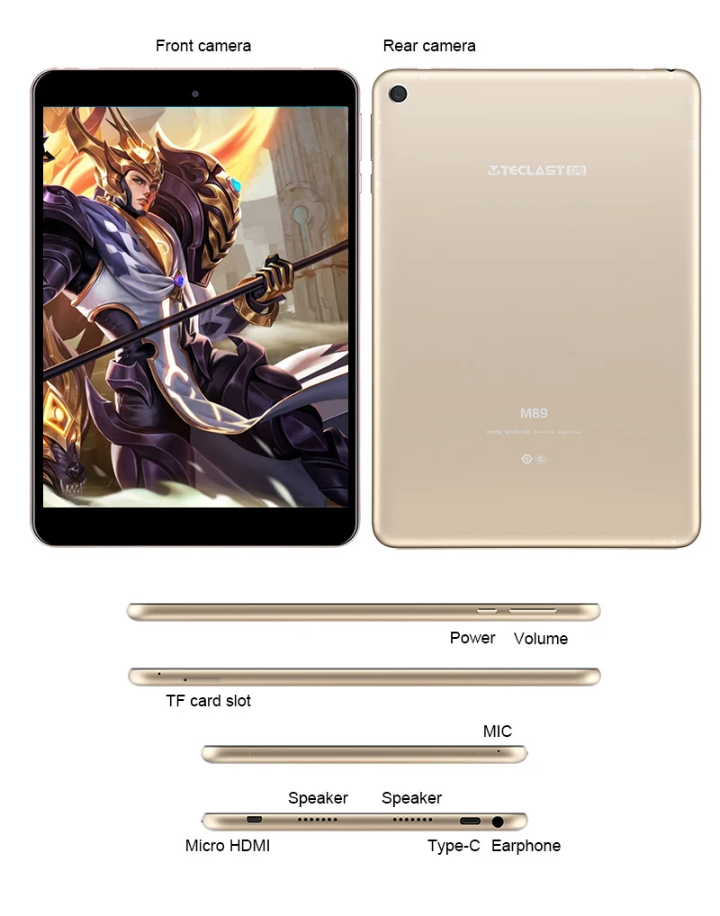 7,9 дюймов ips 2048X1536 Teclast M89 OGS PowerVR GX6250 MTK8176 шестиядерный 2,1 ГГц 8,0 МП 2,4 г/5 г 3 ГБ ОЗУ 32 Гб ПЗУ двойной динамик