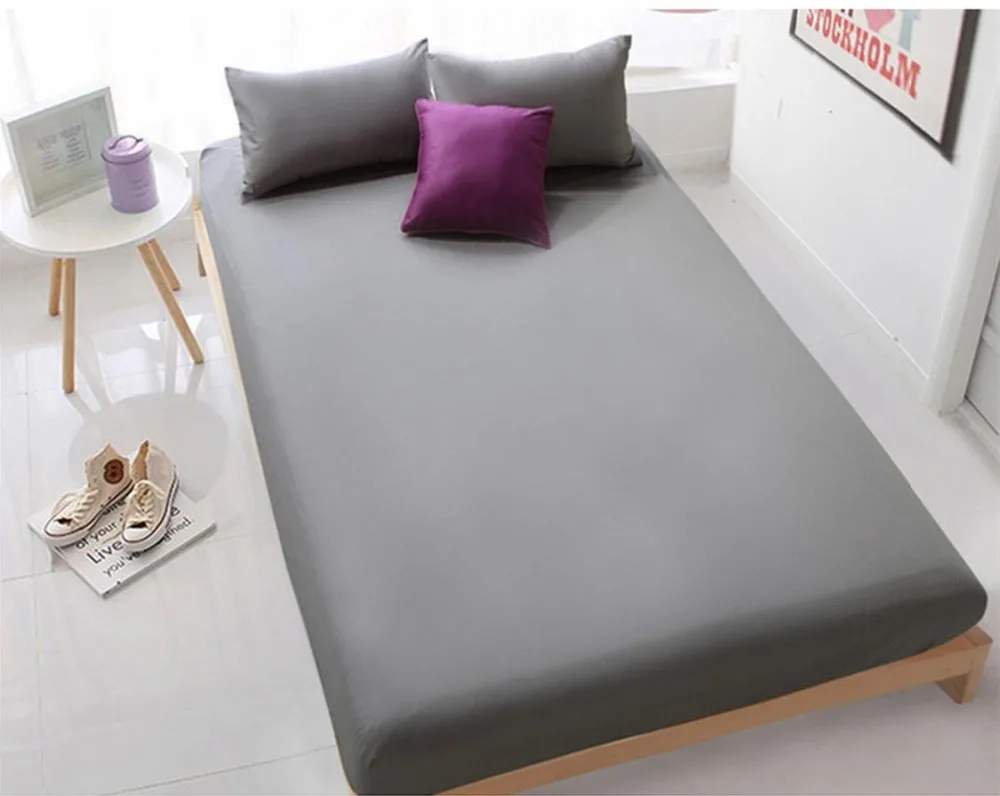 Оптовая продажа одноцветные простыни эластичный наматрасник постельное белье