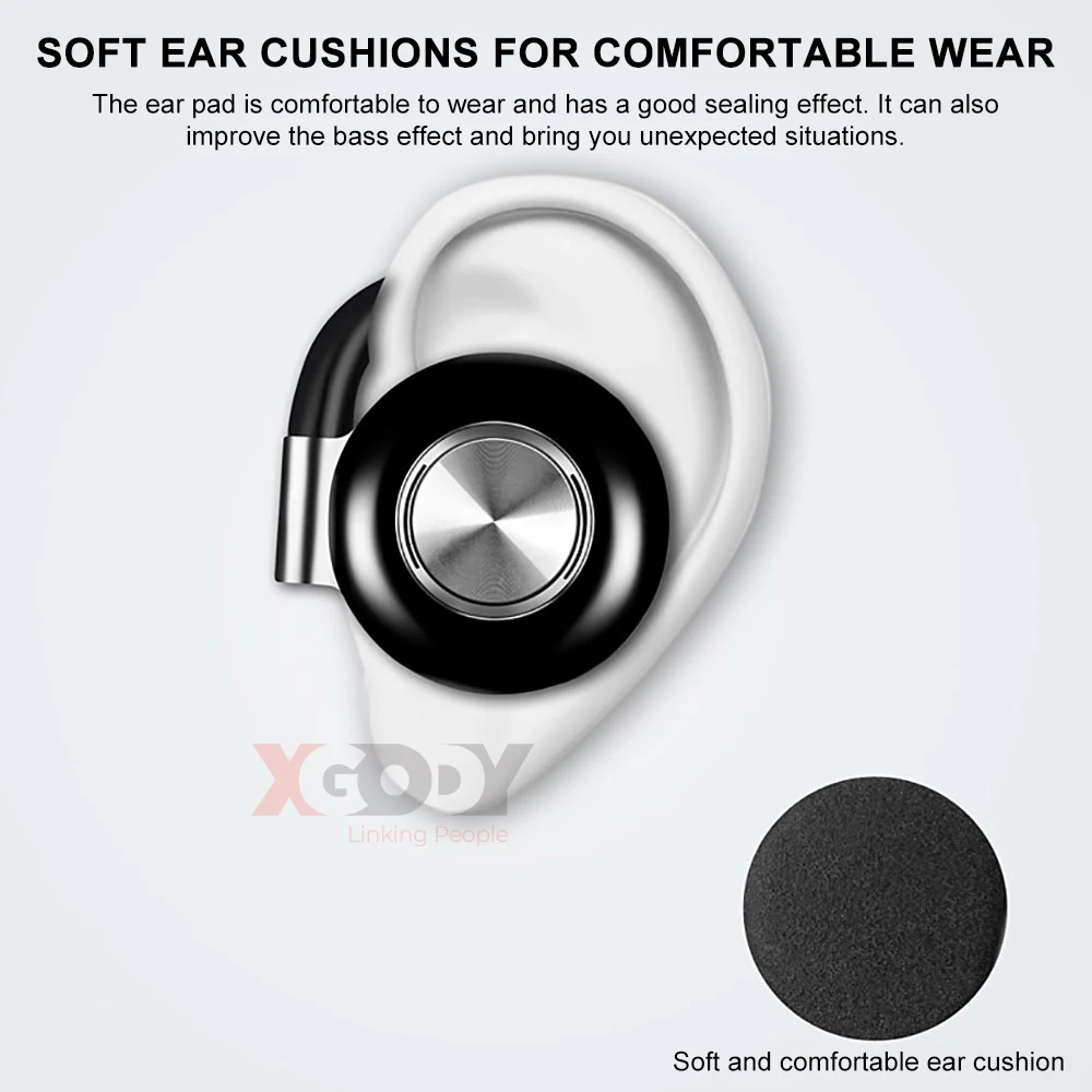 XGODY Air V5 TWS беспроводные наушники, стерео Bluetooth 5,0, наушники с ушным крюком, шумоподавление, Bluetooth гарнитура с микрофоном