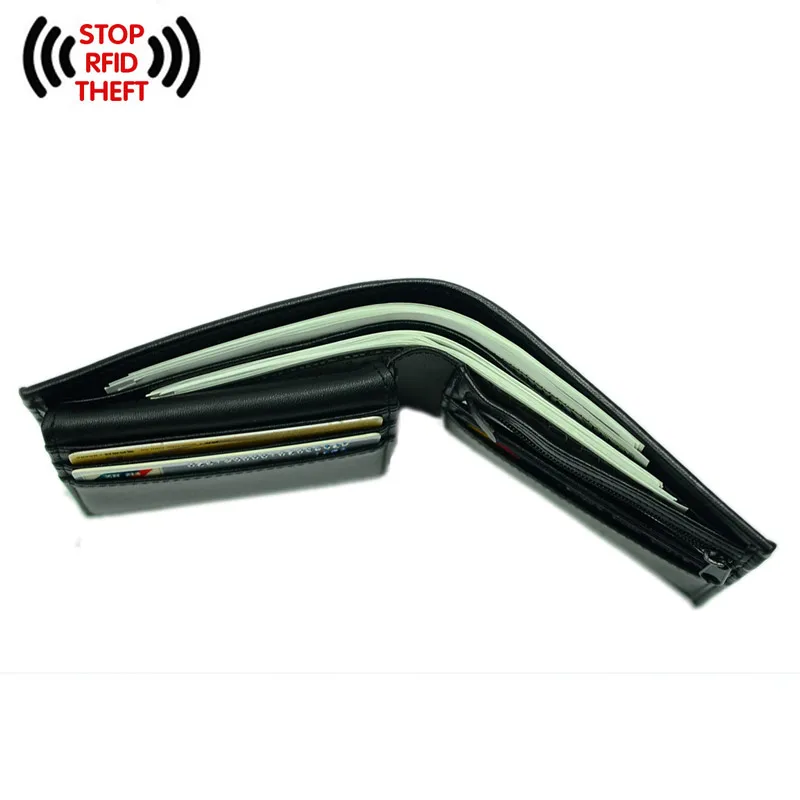KZNI кожаный держатель для карт кошелек на молнии с Rfid блокировкой из углеродного