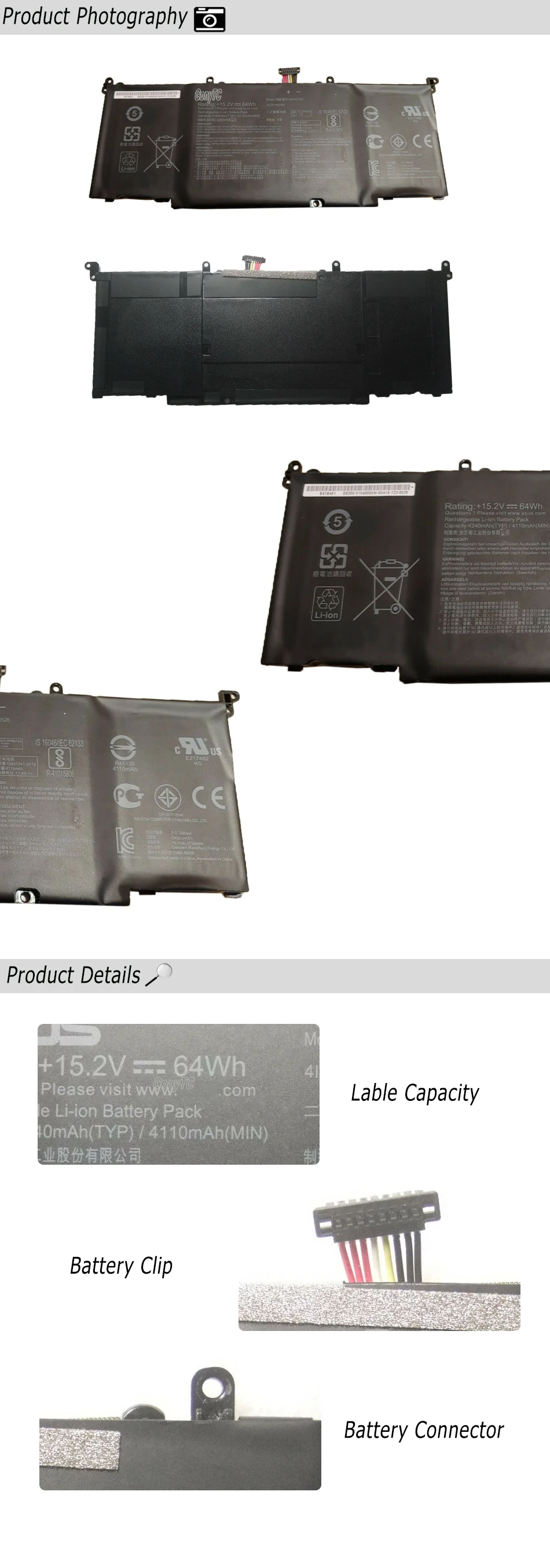 GONYTC 15,2 V 64Wh B41N1526 ноутбук Батарея для Asus ROG strix GL502 GL502V GL502VT GL502VT-1A S5 S5VT6700