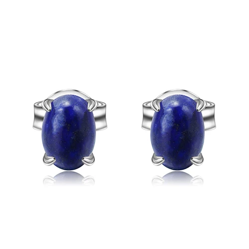 Silver Color GEM'S балетные 925 пробы, серебряные серьги ручной работы, натуральный Лазурит, драгоценный камень, серьги-гвоздики для женщин, хорошее ювелирное изделие - Цвет камня: Silver Color
